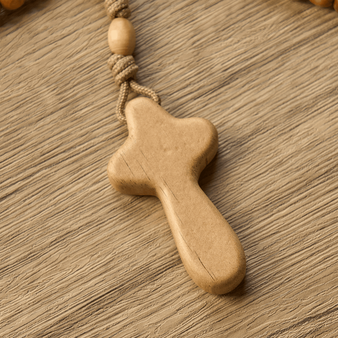 Christianartworkshop PRAYERFUL FAITH: Handmade Minimalist Olive Wood Rosary with Gift Card - image 10