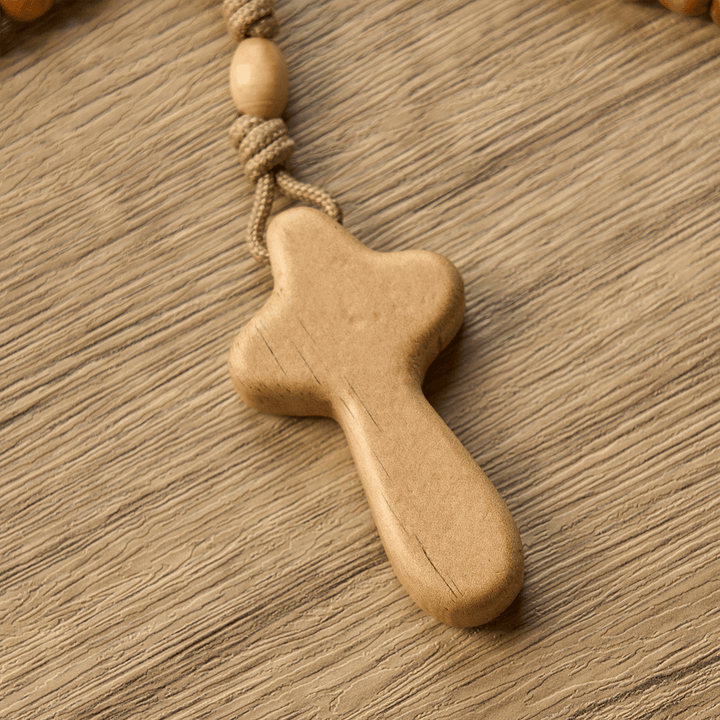 Christianartworkshop PRAYERFUL FAITH: Handmade Minimalist Olive Wood Rosary with Gift Card - image 10