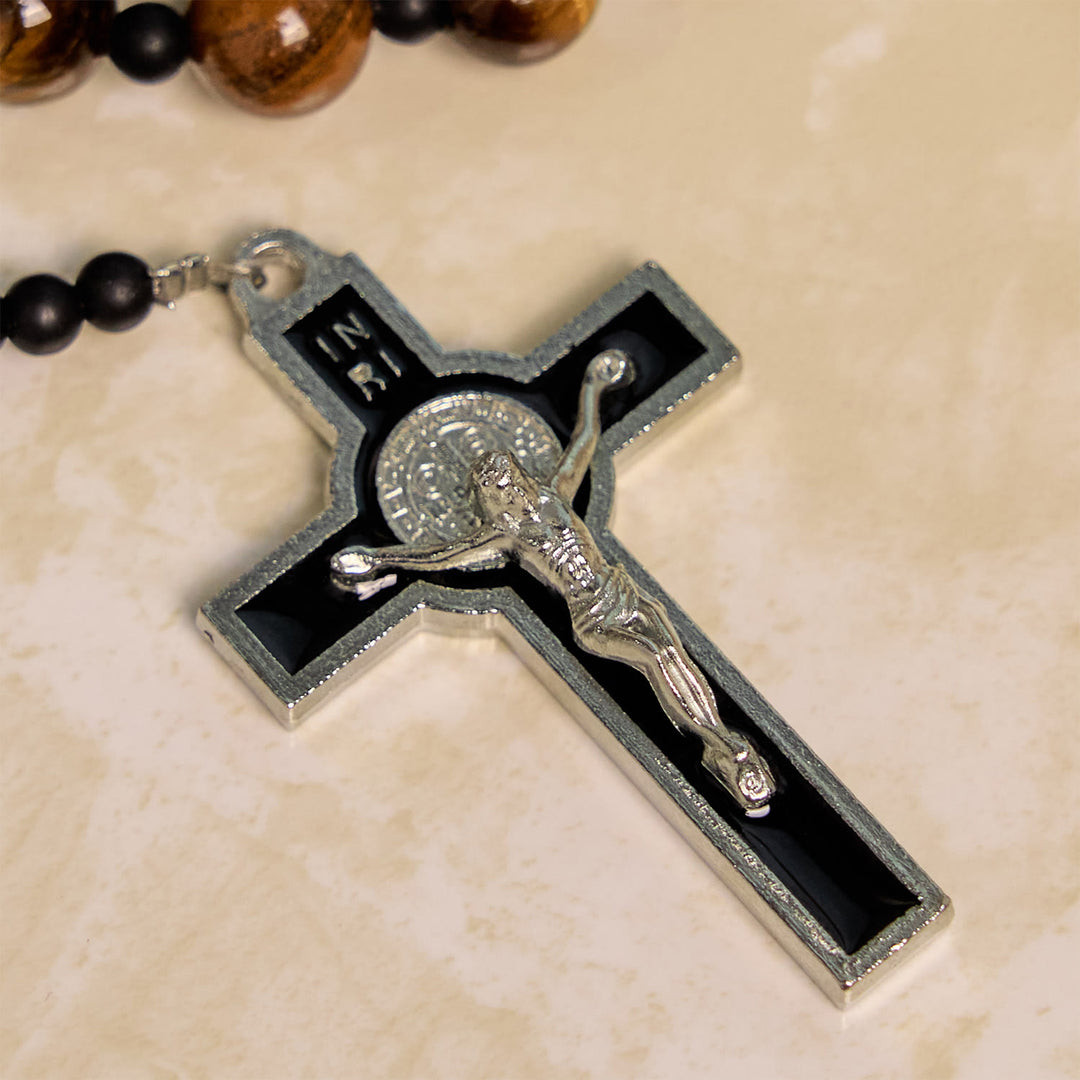 Christianartworkshop 10mm Tiger's Eye Stone Beads Rosary with Black Enamel Crucifix: Embrace Earthy Sacredness - image 7