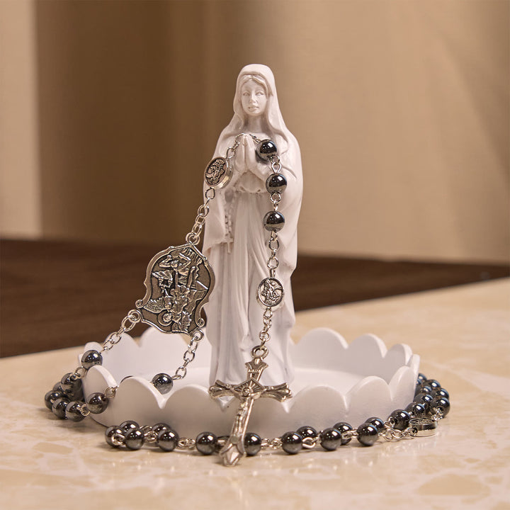 Christianartworkshop Sacred Shiny Black Beads Rosary with St. Michael the Archangel Pendant & Crucifix - image 7