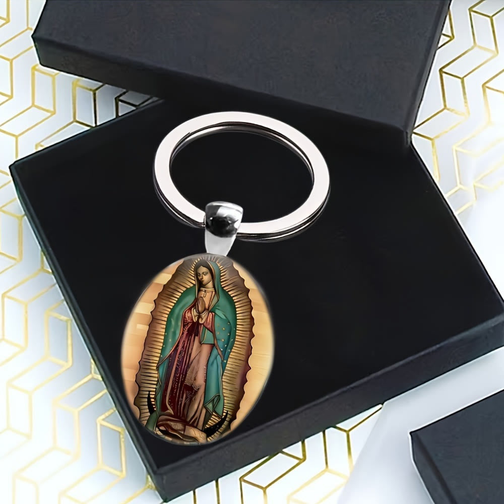 Christianartworkshop Vintage Style Our Lady of Guadalupe Keychain: Hand - Crafted Relic of Faithful Color Legacy - image 1