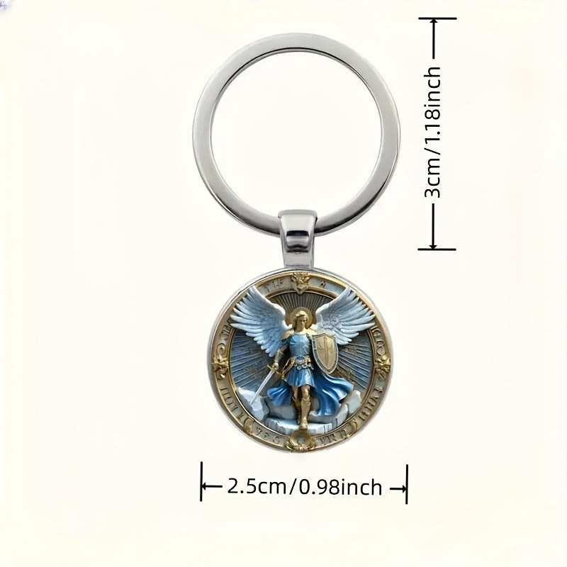 Christianartworkshop Classic Religious Armor Guardian Angel St. Micheal Keychain: Enduring Emblem of Heavenly Valor - image 1