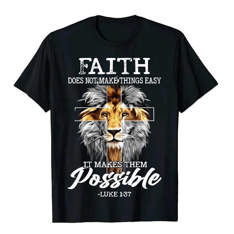 Christianartworkshop Religious Faith Lion Cross Graphic Unisex T-shirt - Black - 2XL - image 0