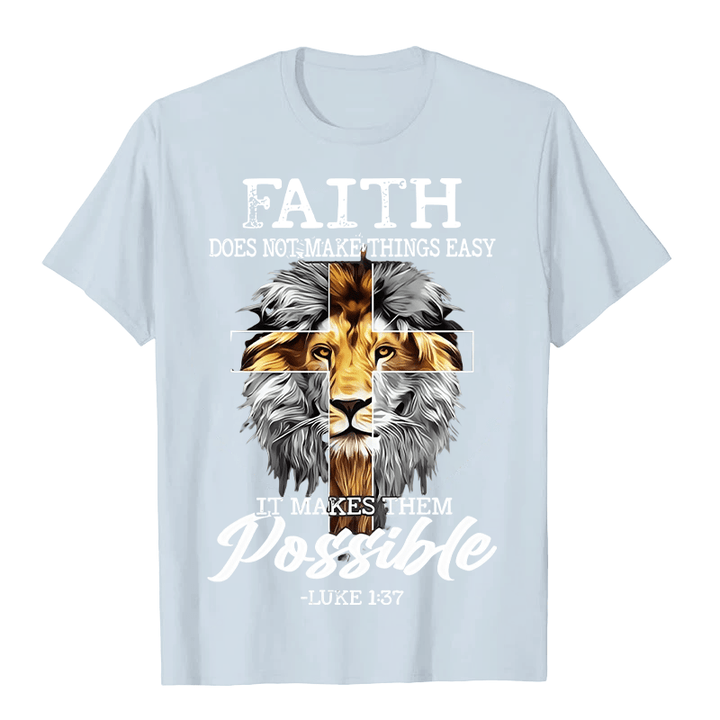 Christianartworkshop Religious Faith Lion Cross Graphic Unisex T-shirt - Blue - 2XL - image 5