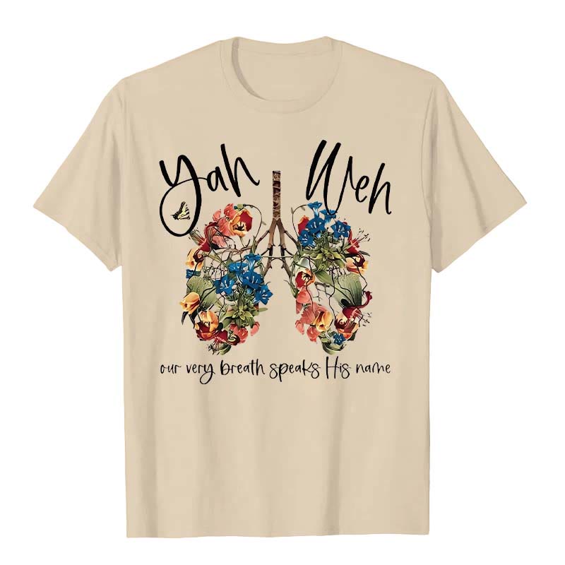 Christianartworkshop Our Very Breath Speaks His Name Floral Lung  Yahweh Unisex T-shirt - Beige - 2XL - image 2