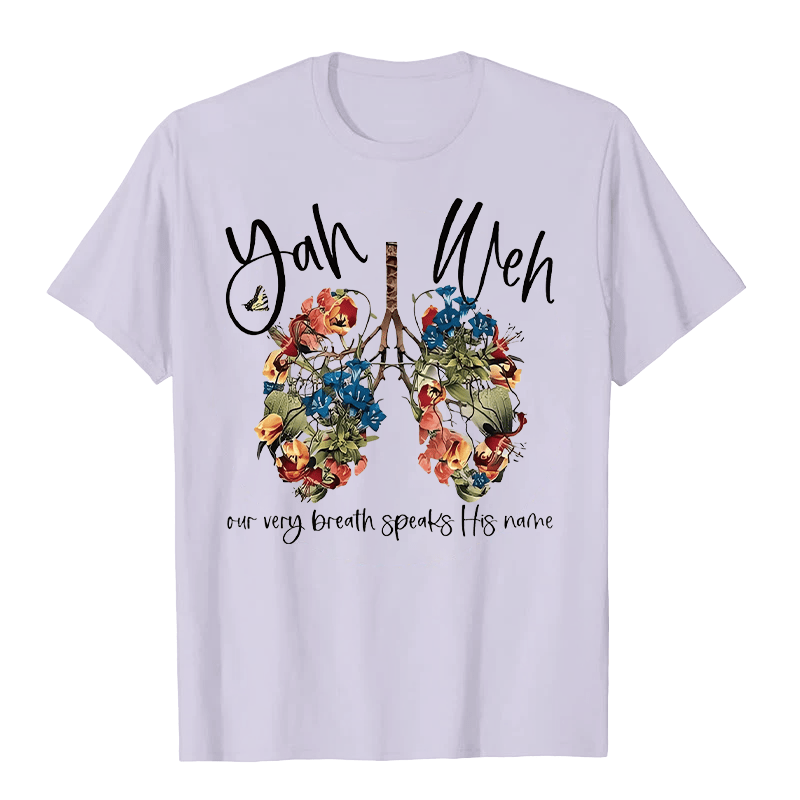 Christianartworkshop Our Very Breath Speaks His Name Floral Lung  Yahweh Unisex T-shirt