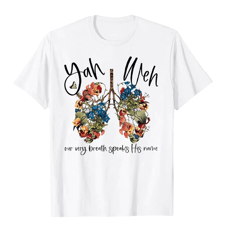 Christianartworkshop Our Very Breath Speaks His Name Floral Lung  Yahweh Unisex T-shirt