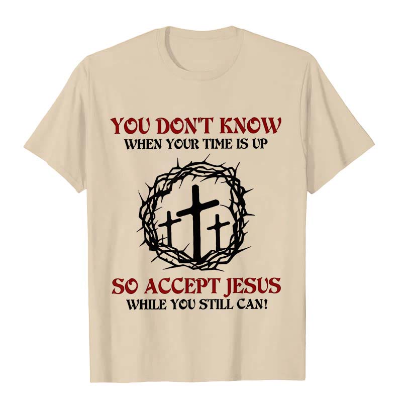 Christianartworkshop Religious Warning Accept Jesus Thorn Crown Cross Unisex T-shirt