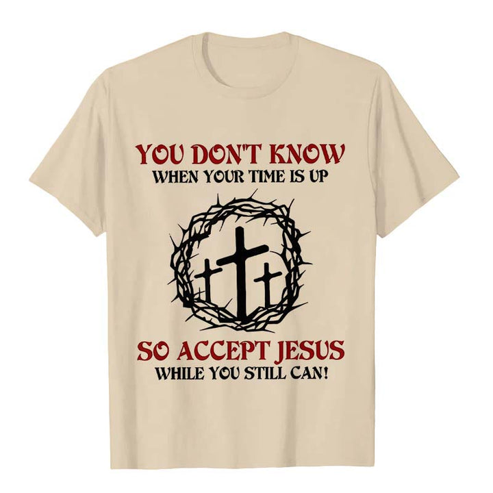 Christianartworkshop Religious Warning Accept Jesus Thorn Crown Cross Unisex T-shirt