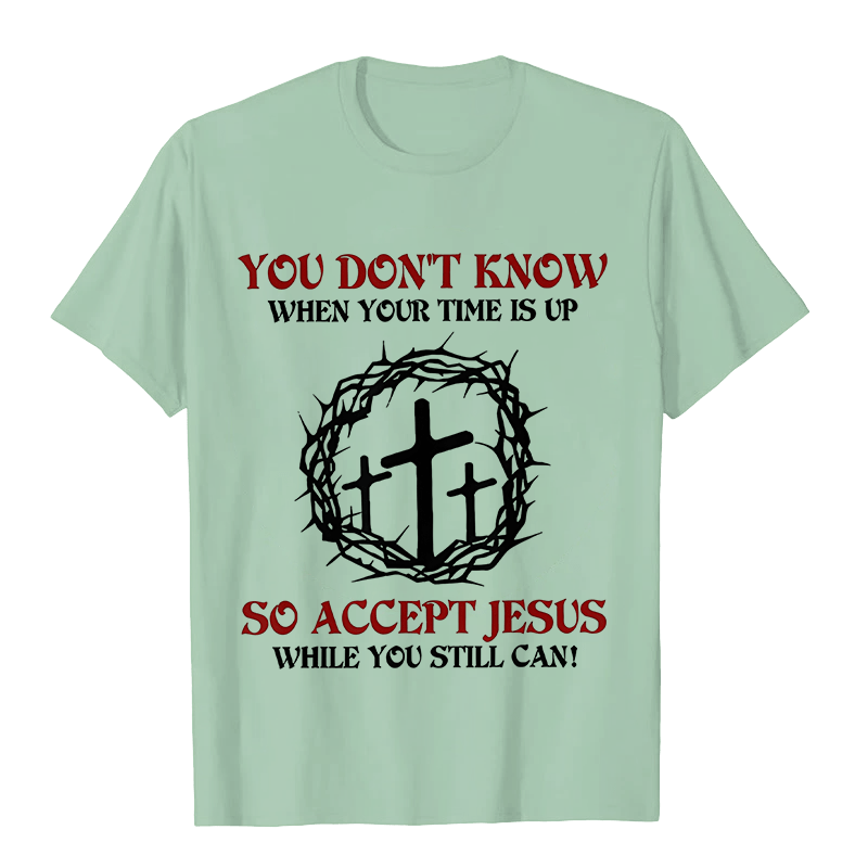 Christianartworkshop Religious Warning Accept Jesus Thorn Crown Cross Unisex T-shirt