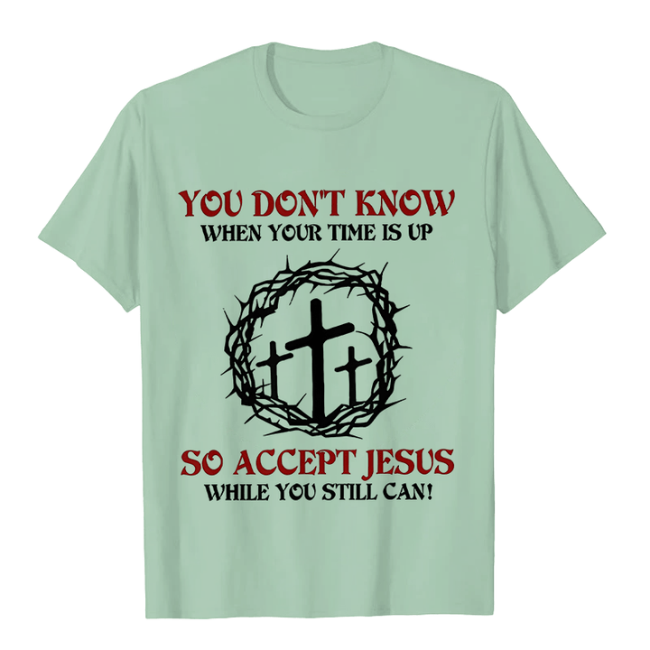 Christianartworkshop Religious Warning Accept Jesus Thorn Crown Cross Unisex T-shirt