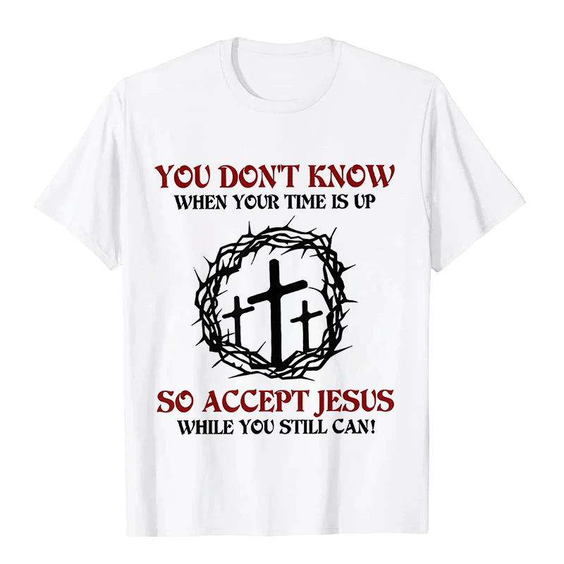 Christianartworkshop Religious Warning Accept Jesus Thorn Crown Cross Unisex T-shirt