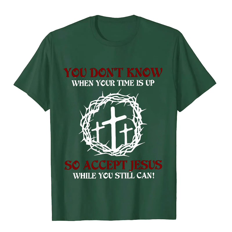 Christianartworkshop Religious Warning Accept Jesus Thorn Crown Cross Unisex T-shirt