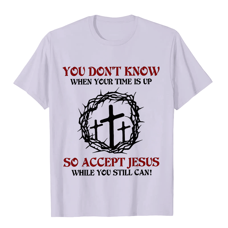 Christianartworkshop Religious Warning Accept Jesus Thorn Crown Cross Unisex T-shirt