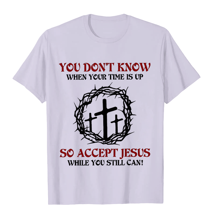 Christianartworkshop Religious Warning Accept Jesus Thorn Crown Cross Unisex T-shirt