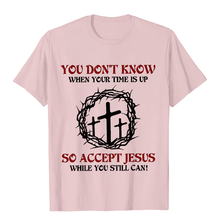 Christianartworkshop Religious Warning Accept Jesus Thorn Crown Cross Unisex T-shirt