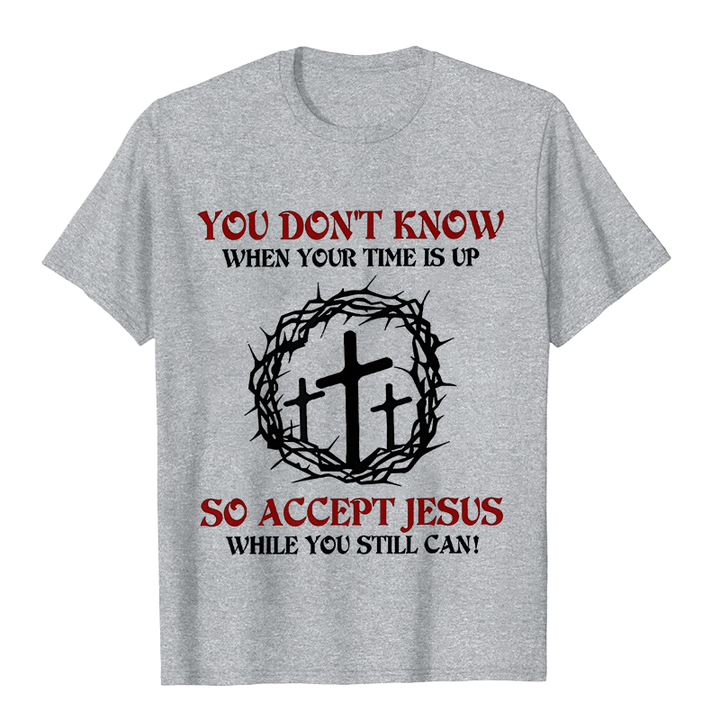 Christianartworkshop Religious Warning Accept Jesus Thorn Crown Cross Unisex T-shirt