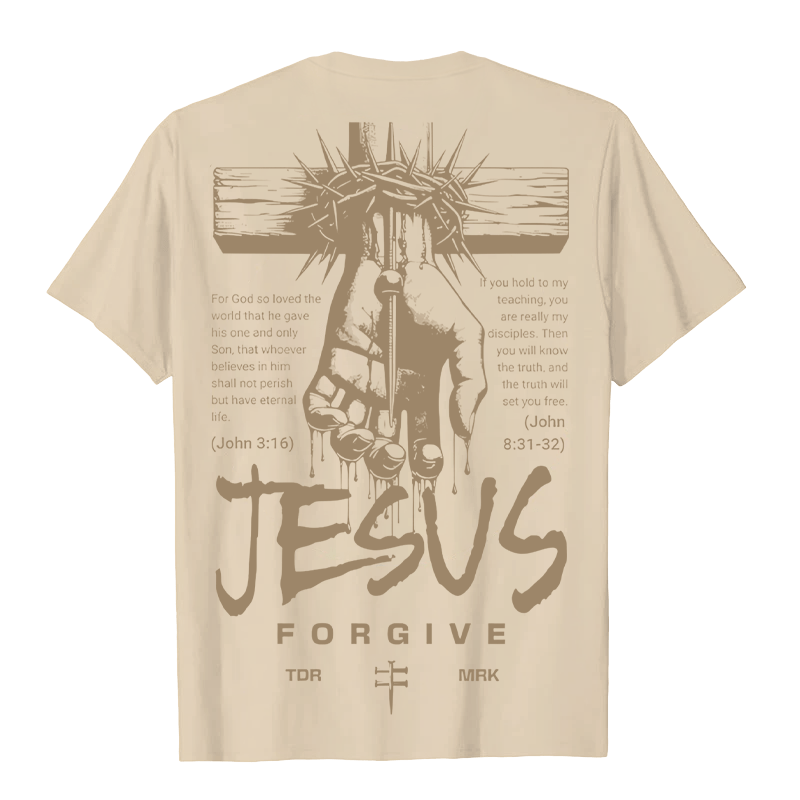 Christianartworkshop Religious Jesus Forgive Crown of Thorns Cross Unisex T-shirt - image 4