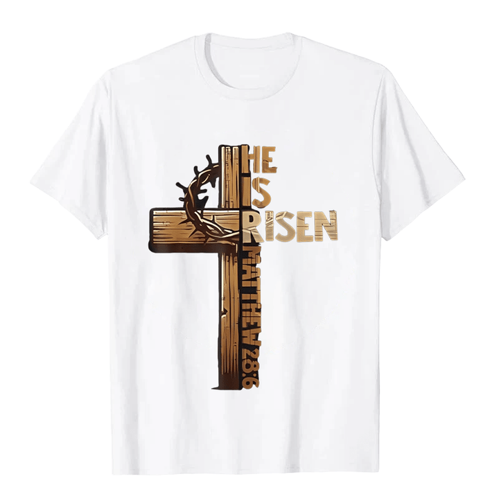 Christianartworkshop He Is Risen Cross & Crown of Thorns Unisex T-shirt