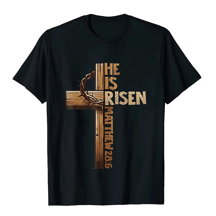 Christianartworkshop He Is Risen Cross & Crown of Thorns Unisex T-shirt