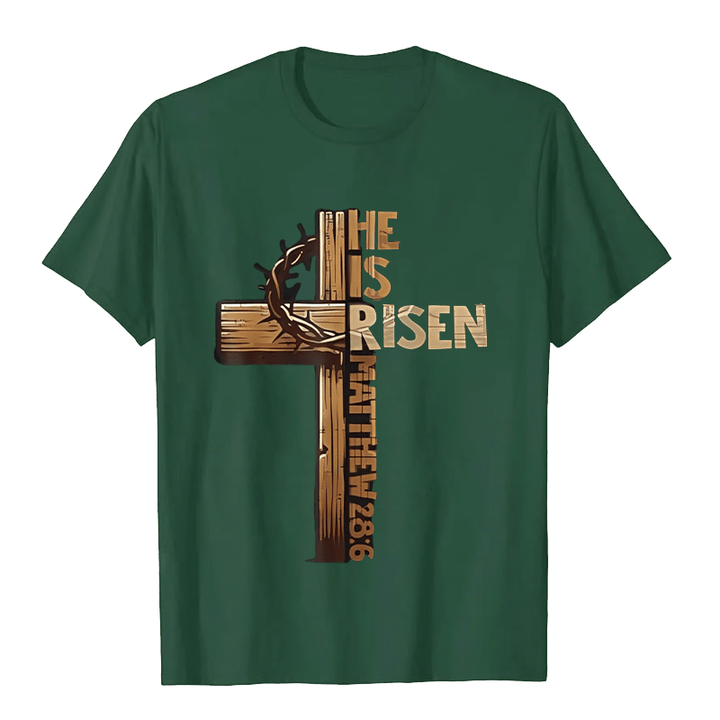 Christianartworkshop He Is Risen Cross & Crown of Thorns Unisex T-shirt
