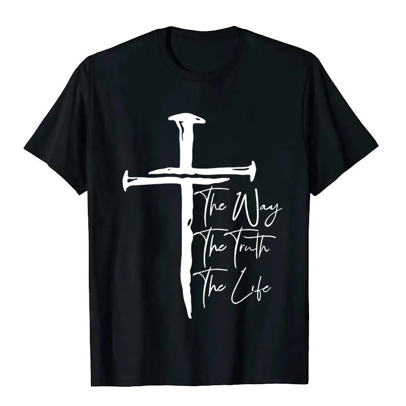 Christianartworkshop Faith - Based Black Cross The Way The Truth The Life Unisex T-shirt