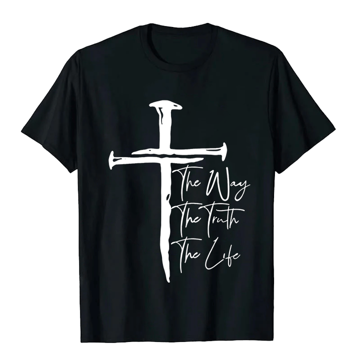 Christianartworkshop Faith - Based Black Cross The Way The Truth The Life Unisex T-shirt