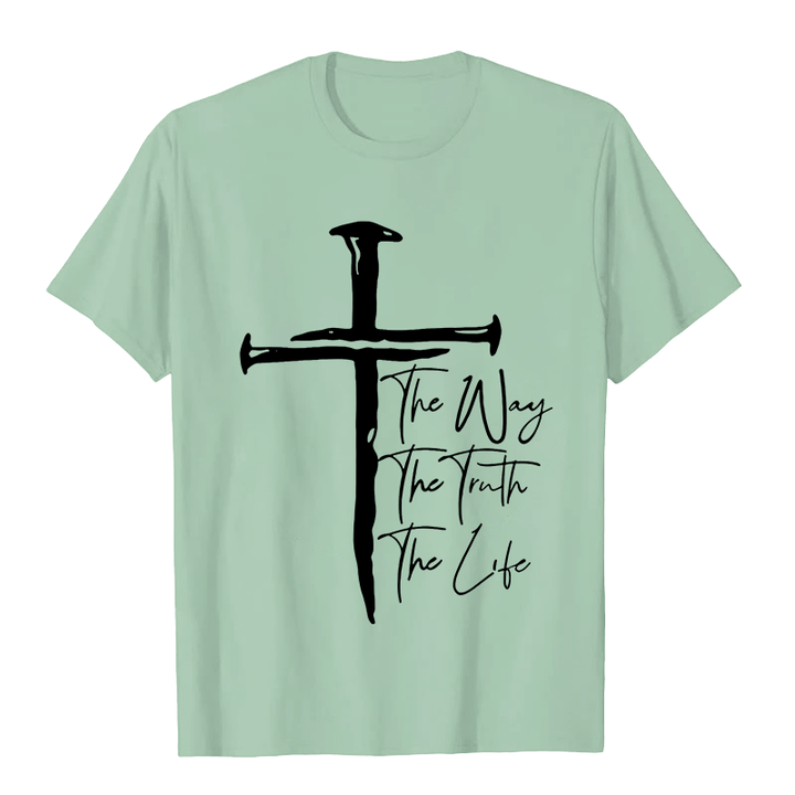 Christianartworkshop Faith - Based Black Cross The Way The Truth The Life Unisex T-shirt