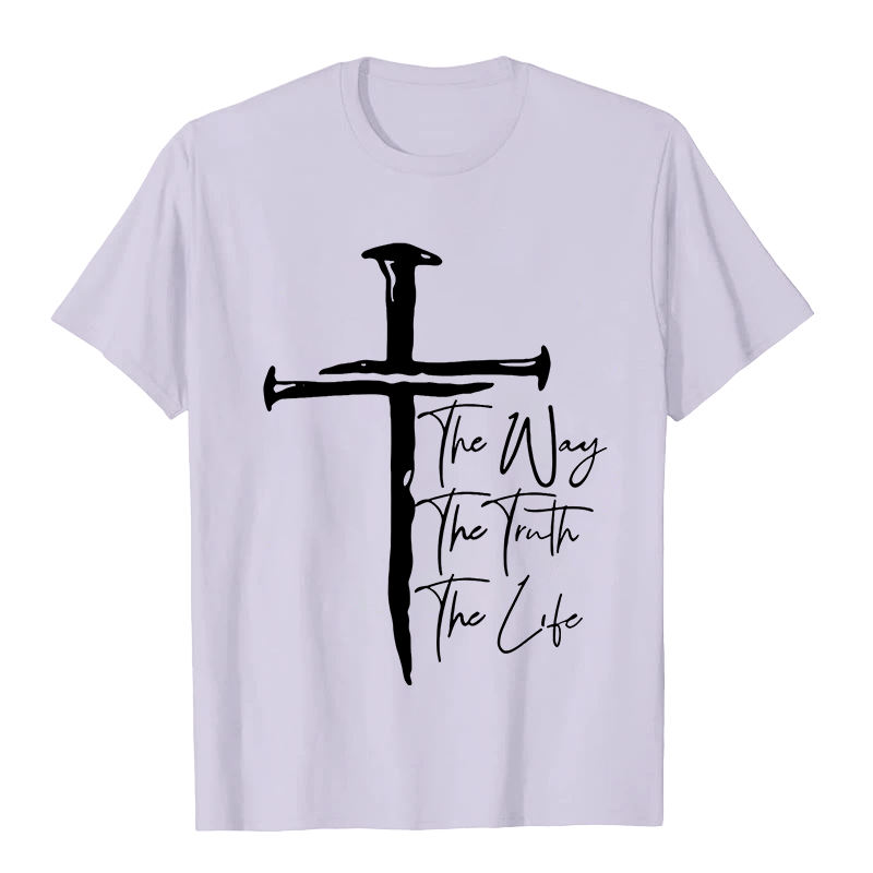 Christianartworkshop Faith - Based Black Cross The Way The Truth The Life Unisex T-shirt - Light Purple - 2XL - image 0