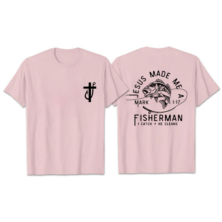 Christianartworkshop Jesus Made Me A Fisherman Mark 1:17 Unisex T-shirt - Light Pink - 2XL - image 17