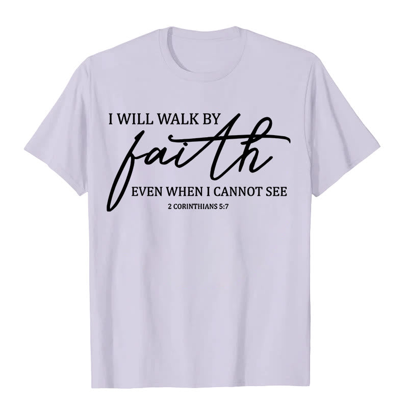 Christianartworkshop I Will Walk By Faith Bible Quote Unisex T-shirt - Light Purple - 2XL - image 0