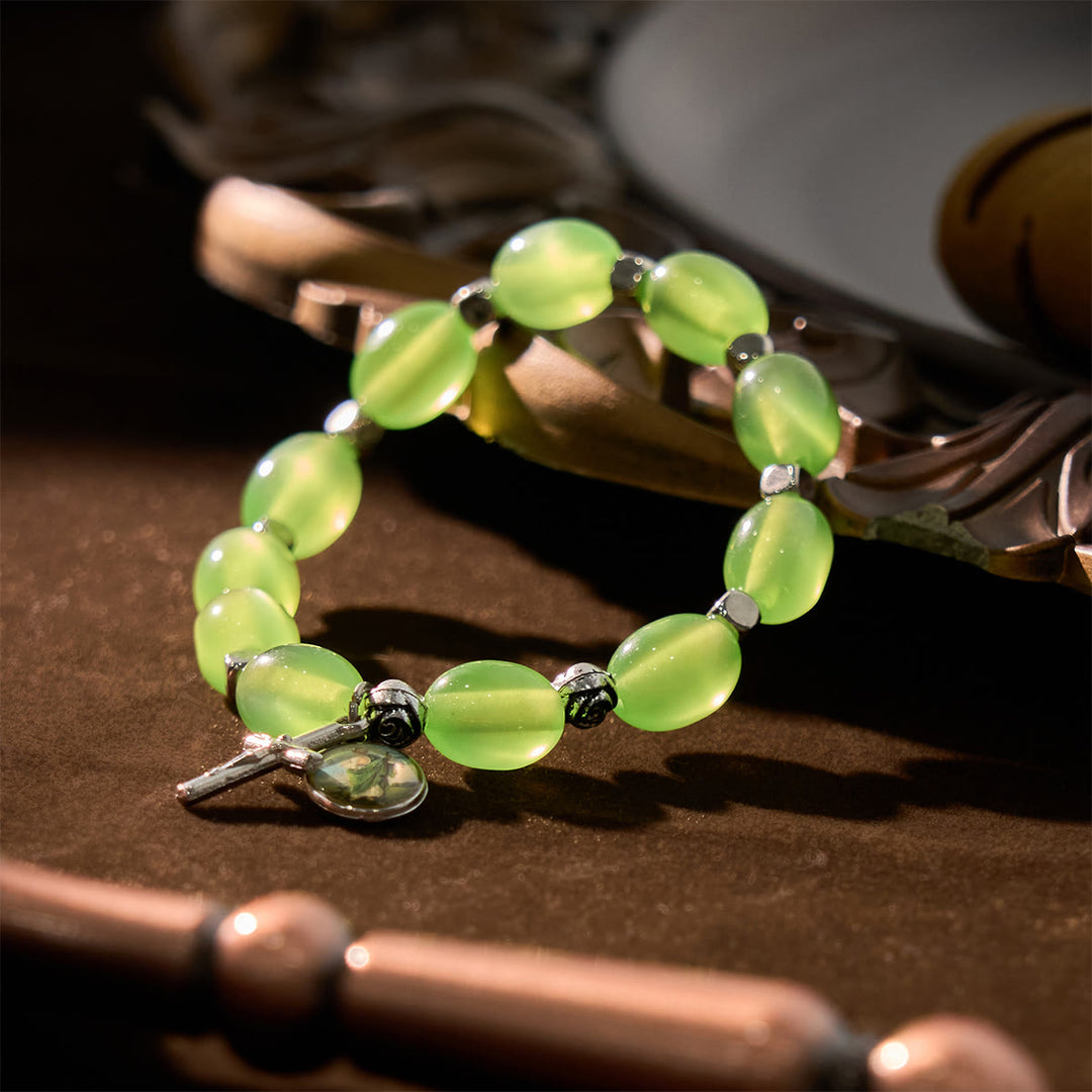 Christianartworkshop St. Jude & Crucifix Pendant Green Clear Beads Rose Bracelet - St. Jude & Crucifix - image 0