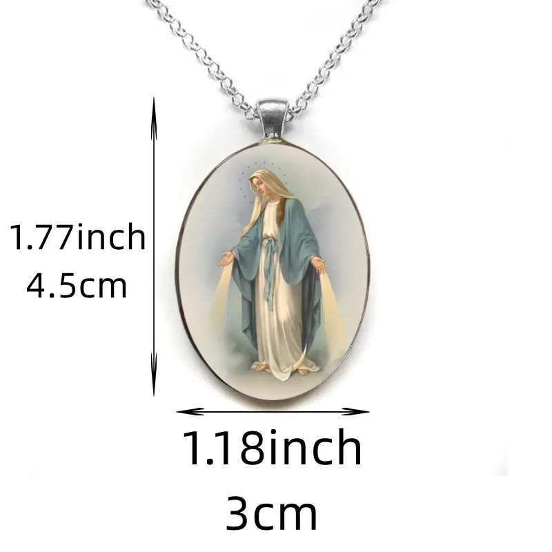 Christianartworkshop Pray Virgin Mary Blessed Pendant Miraculous Medal Necklace - image 3