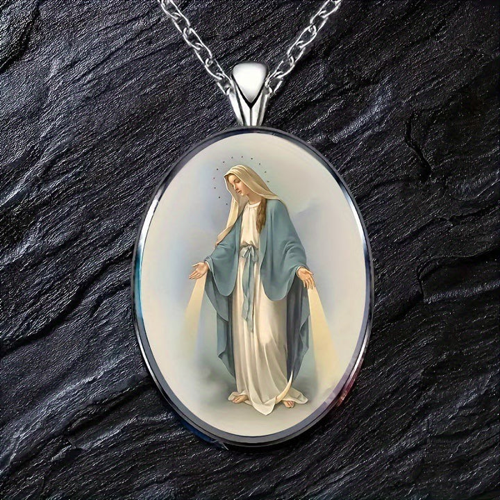 Christianartworkshop Pray Virgin Mary Blessed Pendant Miraculous Medal Necklace - Blessed Mother Mary - image 0