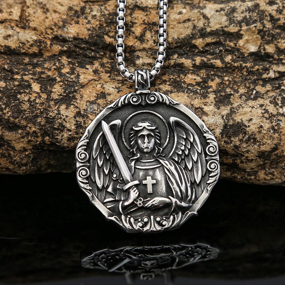 Christianartworkshop Archangel St. Micheal Protect Us Crafted Pendant Amulet Necklace - image 1