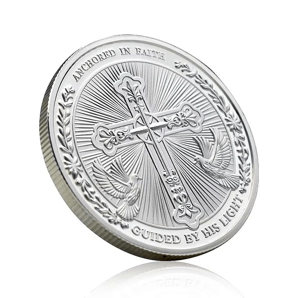 Christianartworkshop Golden/Silver Jesus Love Founded In Christ Dove & Cross Challenge Coin - image 7