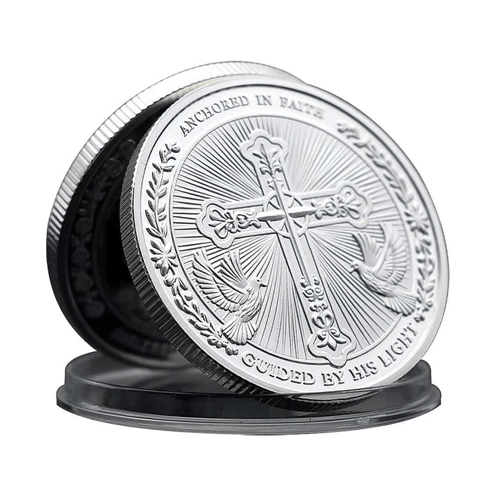 Christianartworkshop Golden/Silver Jesus Love Founded In Christ Dove & Cross Challenge Coin - image 3