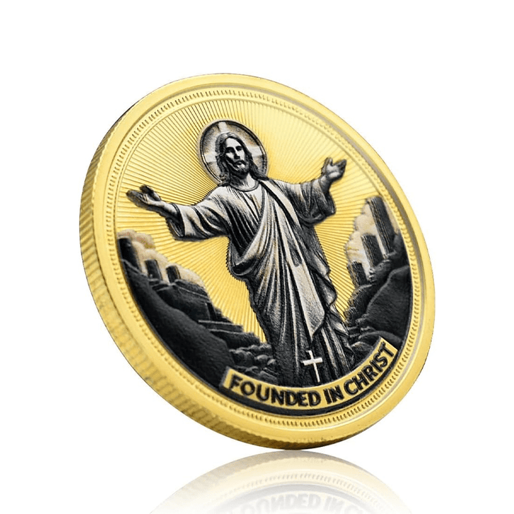 Christianartworkshop Golden/Silver Jesus Love Founded In Christ Dove & Cross Challenge Coin - image 4