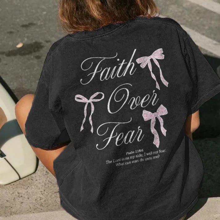 Christianartworkshop Faith Over Fear Unisex Washed T-Shirt