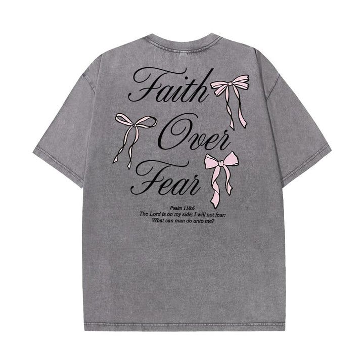 Christianartworkshop Faith Over Fear Unisex Washed T-Shirt