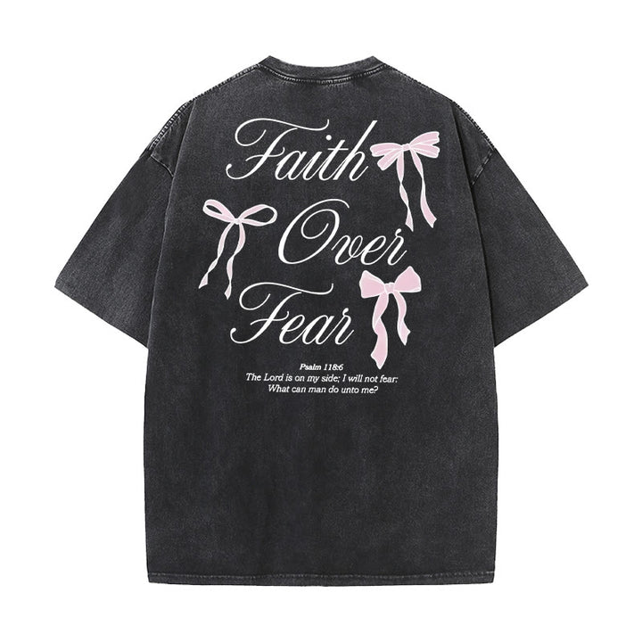 Christianartworkshop Faith Over Fear Unisex Washed T-Shirt