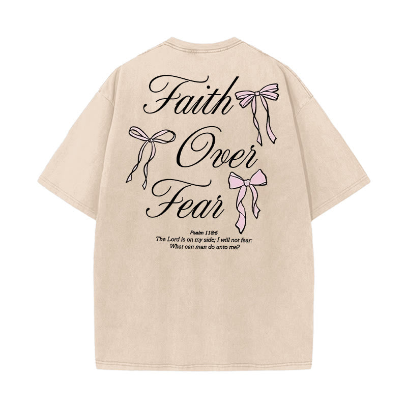 Christianartworkshop Faith Over Fear Unisex Washed T-Shirt