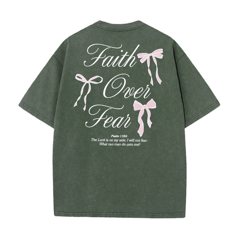 Christianartworkshop Faith Over Fear Unisex Washed T-Shirt