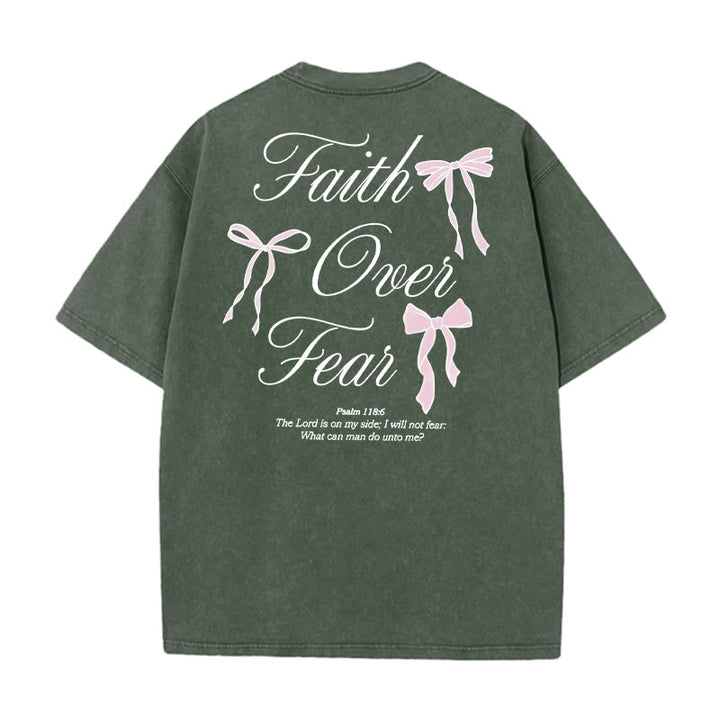 Christianartworkshop Faith Over Fear Unisex Washed T-Shirt