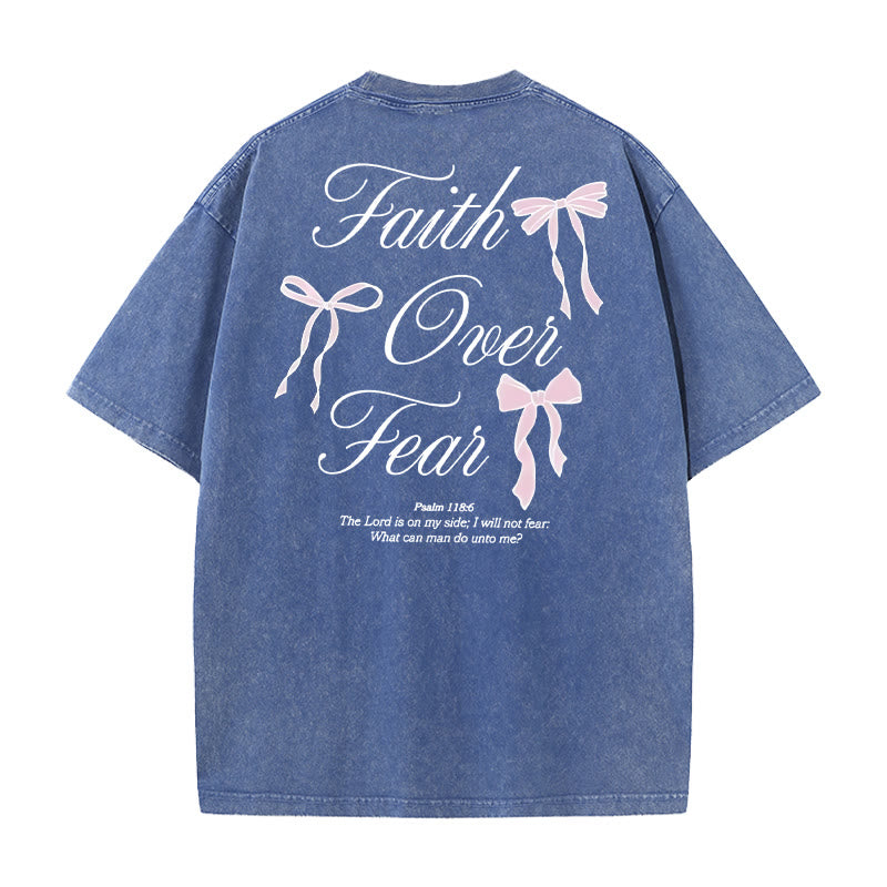 Christianartworkshop Faith Over Fear Unisex Washed T-Shirt