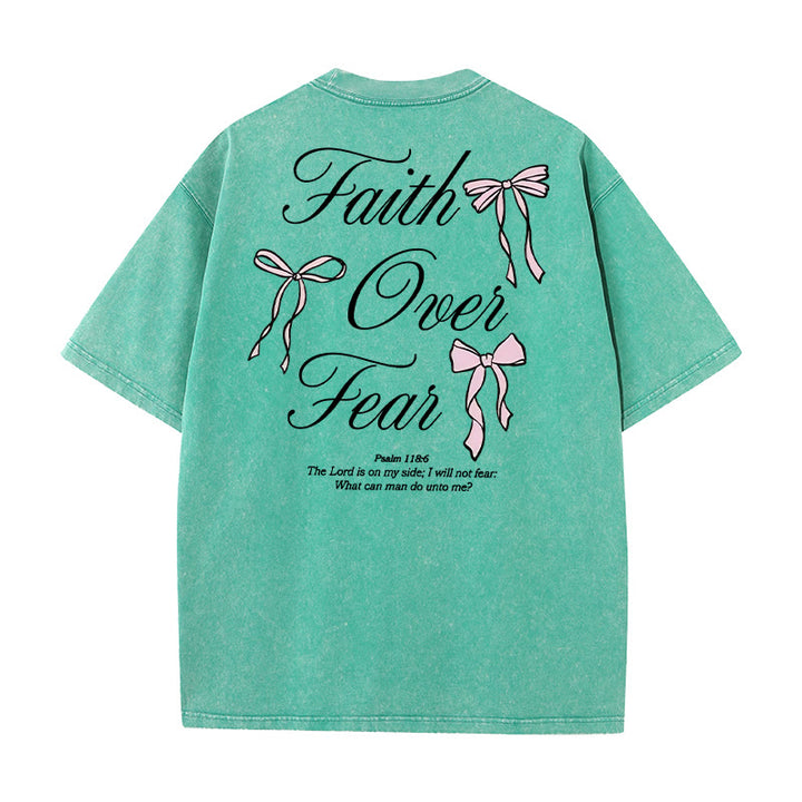 Christianartworkshop Faith Over Fear Unisex Washed T-Shirt