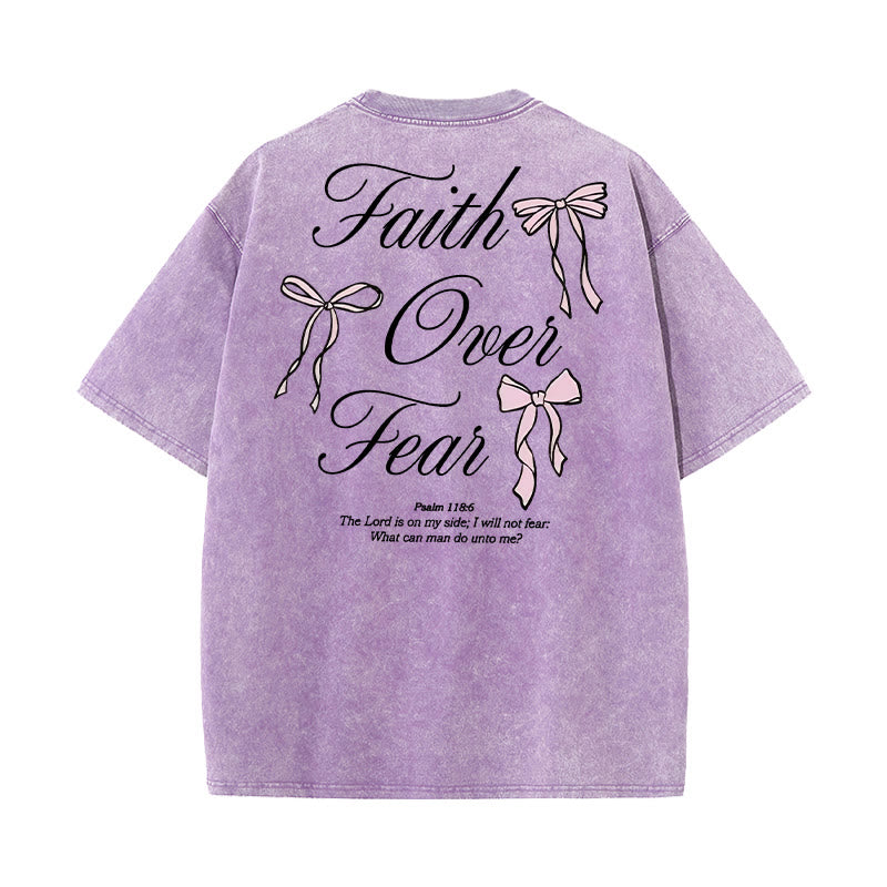 Christianartworkshop Faith Over Fear Unisex Washed T-Shirt