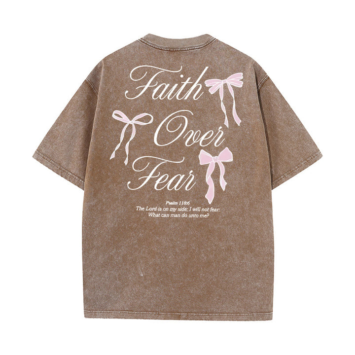 Christianartworkshop Faith Over Fear Unisex Washed T-Shirt
