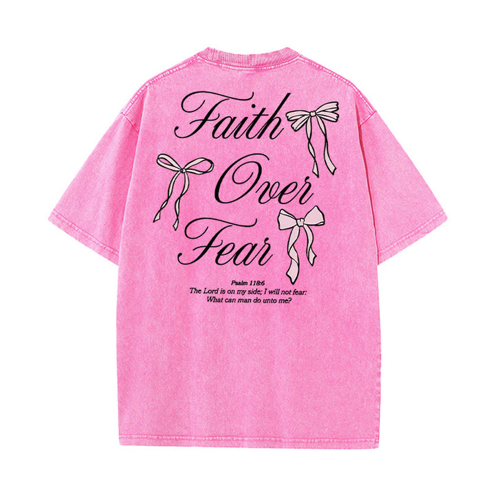 Christianartworkshop Faith Over Fear Unisex Washed T-Shirt