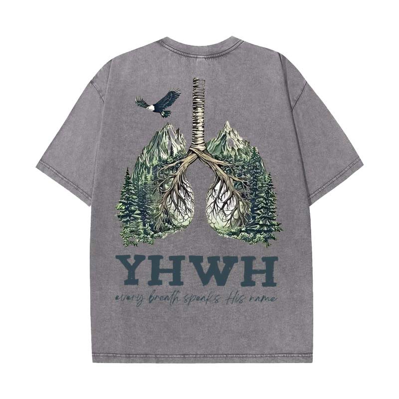 Christianartworkshop Every Breath Speaks His Name Unisex Washed T-shirt